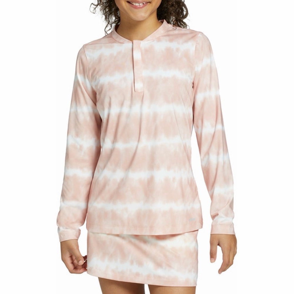 Prince Kids Long Sleeve Quarter Zip Rash Guard - Pink Wave Tie Dye SPF 30 (M)